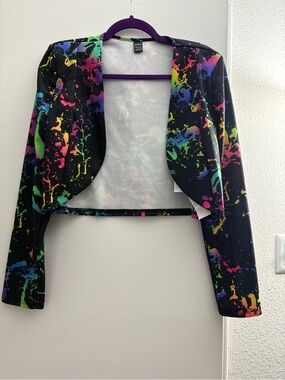 SHEIN Paint Splatter Crop Blazer